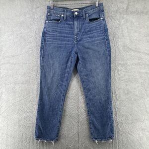 Madewell Jeans 29 Blue Medium‎ Wash The High-Rise Slim Crop Boyjean Distressed